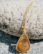 Load image into Gallery viewer, droplet golden rutilated quartz pendant