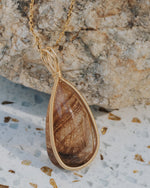 Load image into Gallery viewer, teardrop brown rutilated quartz pendant