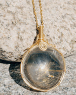 Load image into Gallery viewer, mirror golden rutilated quartz pendant