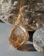 Load image into Gallery viewer, big sphere golden rutilated quartz pendant