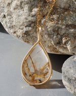 Load image into Gallery viewer, droplet golden rutilated quartz pendant