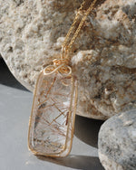 Load image into Gallery viewer, golden rutilated quartz tower pendant