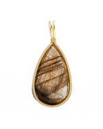 Load image into Gallery viewer, teardrop brown rutilated quartz pendant