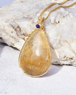 Load image into Gallery viewer, large teardrop golden rutilated quartz pendant