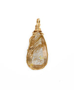 Load image into Gallery viewer, drop shaped golden rutilated quartz pendant
