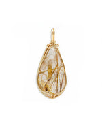 Load image into Gallery viewer, medium teardrop golden rutilated quartz pendant