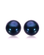 Load image into Gallery viewer, 11mm deep aqua freshwater pearl stud earrings