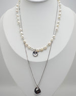Load image into Gallery viewer, Double Chain Beaded Pearl Necklace