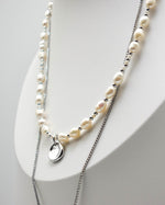 Load image into Gallery viewer, Double Chain Beaded Pearl Necklace