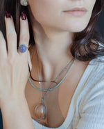 Load image into Gallery viewer, “rabbit hair” quartz pendant in silver setting