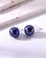 Load image into Gallery viewer, 11mm deep purple freshwater pearl stud earrings