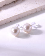 Load image into Gallery viewer, 9mm round freshwater pearl stud earrings