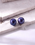Load image into Gallery viewer, 11mm deep purple freshwater pearl stud earrings