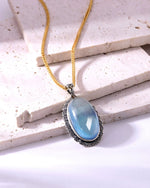 Load image into Gallery viewer, vintage natural aquamarine silver pendant
