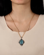 Load image into Gallery viewer, vintage natural aquamarine silver pendant
