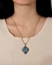 vintage natural aquamarine silver pendant