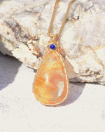 Load image into Gallery viewer, medium teardrop gold rutilated quartz pendant
