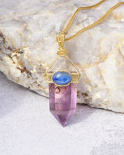 short amethyst obelisk pendant