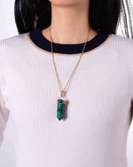Load image into Gallery viewer, sleek malachite obelisk pendant
