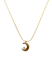 Gold Moon Stone Necklace