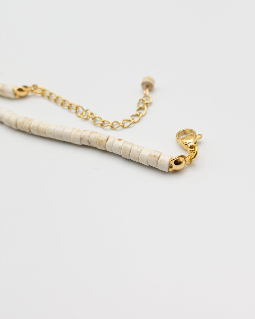 Egg Cream Chalcedony Stone Necklace