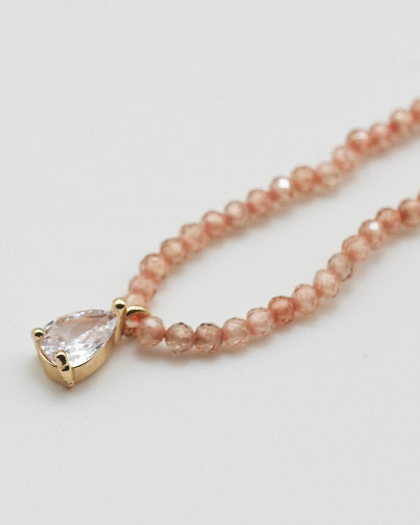 Pink Crushed Stone Necklace