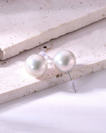 Load image into Gallery viewer, 12mm round freshwater pearl stud earrings
