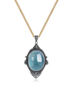 Load image into Gallery viewer, vintage natural aquamarine silver pendant

