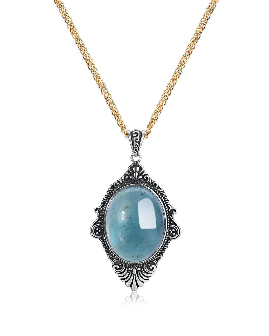 vintage natural aquamarine silver pendant